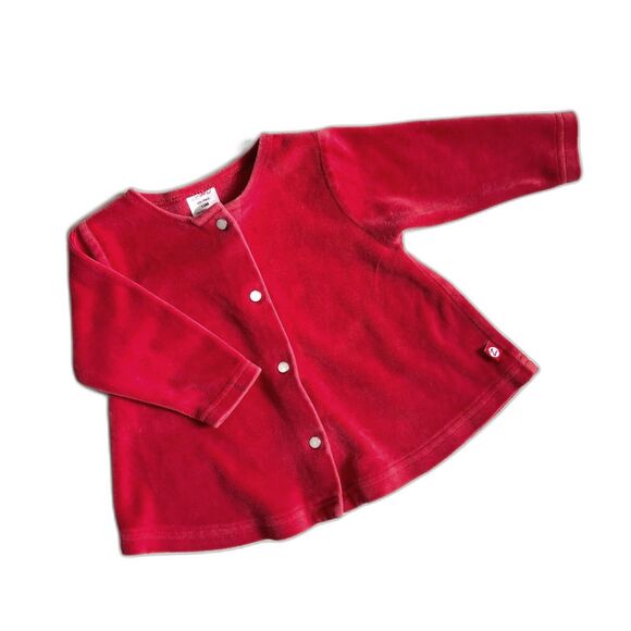 Zutano Red Velour Pearl Snap Front Swing Jacket 12 Months - Picture 1 of 2